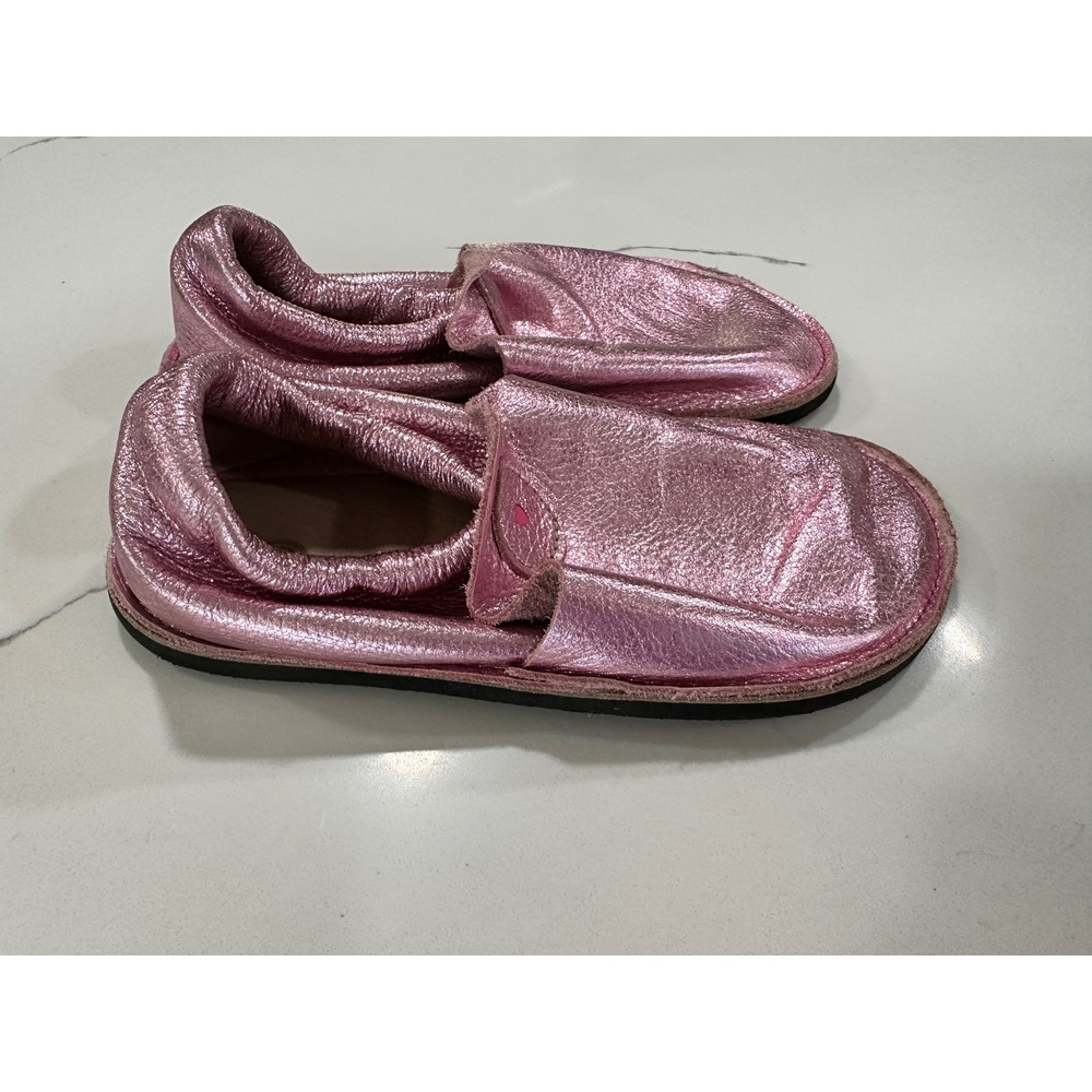 Softstar Metallic Pink Leather Slip On Shoes Kids Size 3 Wide Vibram Sole Barefo